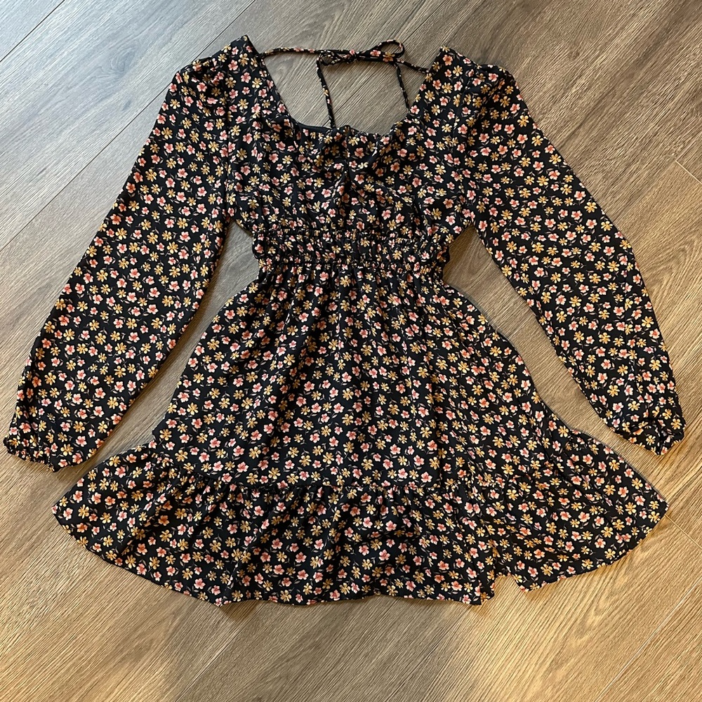Altar'd State Black Floral Mini Dress